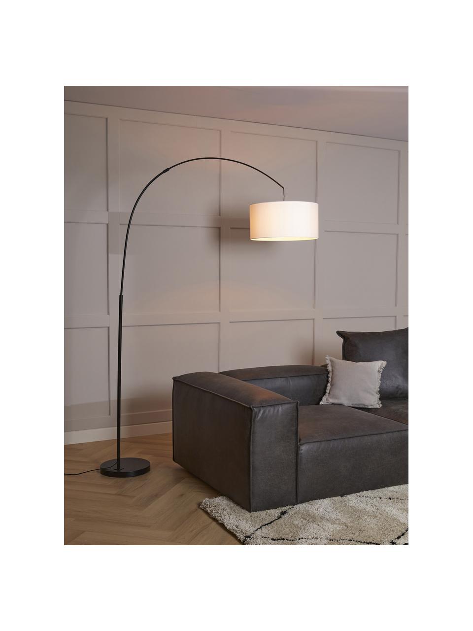 Lámpara arco grande Niels, Pantalla: tela, Cable: cubierto en tela, Blanco, negro, Al 218 cm