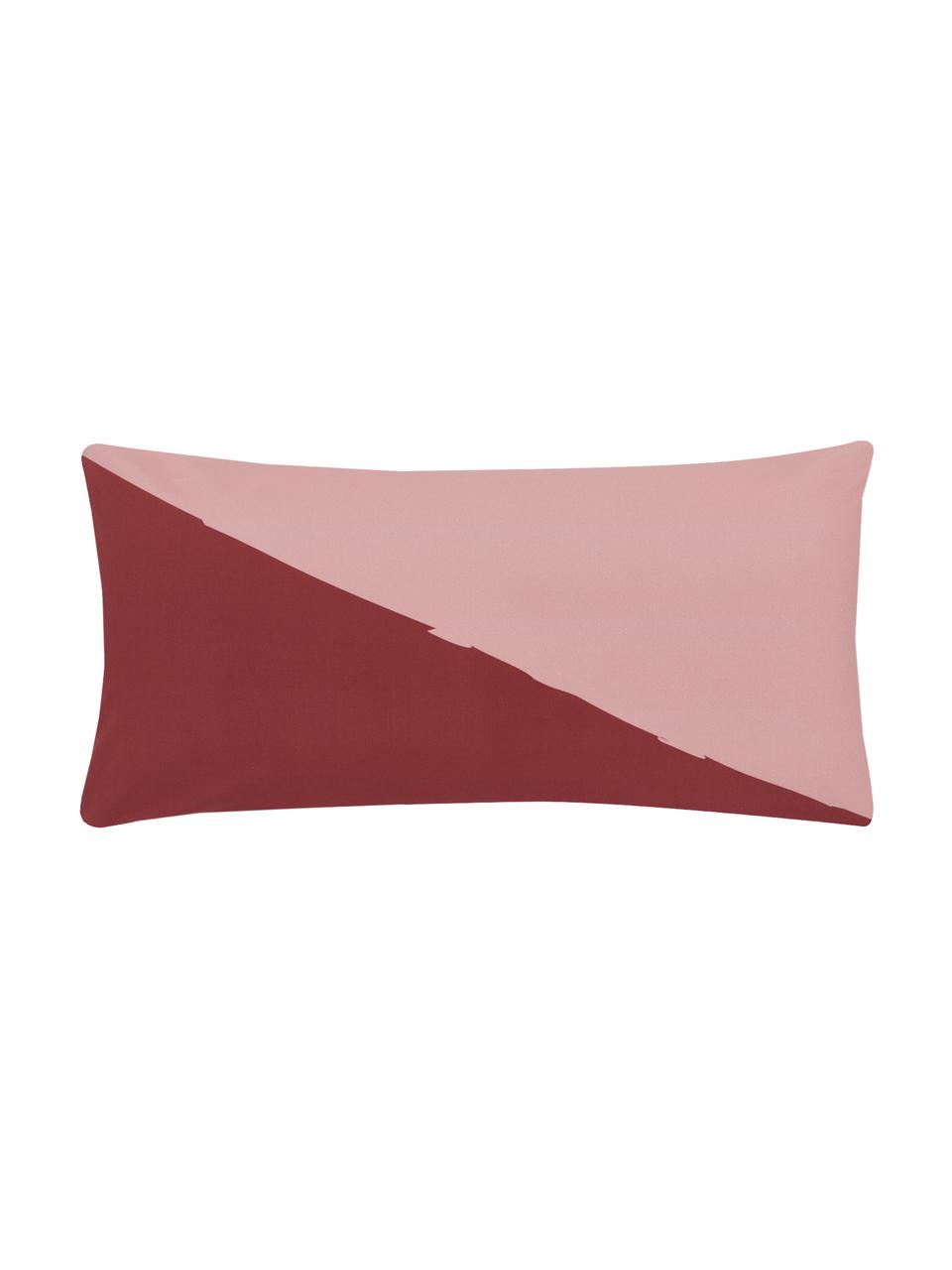 Perkal-Kissenbezüge Colorblock mit geometrischem Muster, 2 Stück, Webart: Perkal, Rot, Rosa, Gelb, Cremeweiss, 40 x 80 cm
