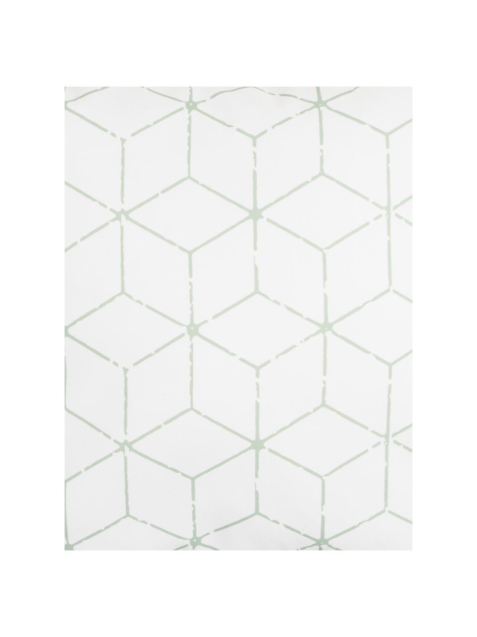 Outdoor-Kissen Cube mit grafischem Muster in Salbeigrün/Weiß, mit Inlett, 100% Polyester, Weiß, Grün, 47 x 47 cm