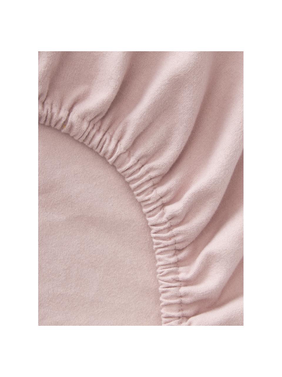 Drap-housse en flanelle pour surmatelas Biba, Rose pâle, larg. 200 x long. 200 cm, haut. 15 cm