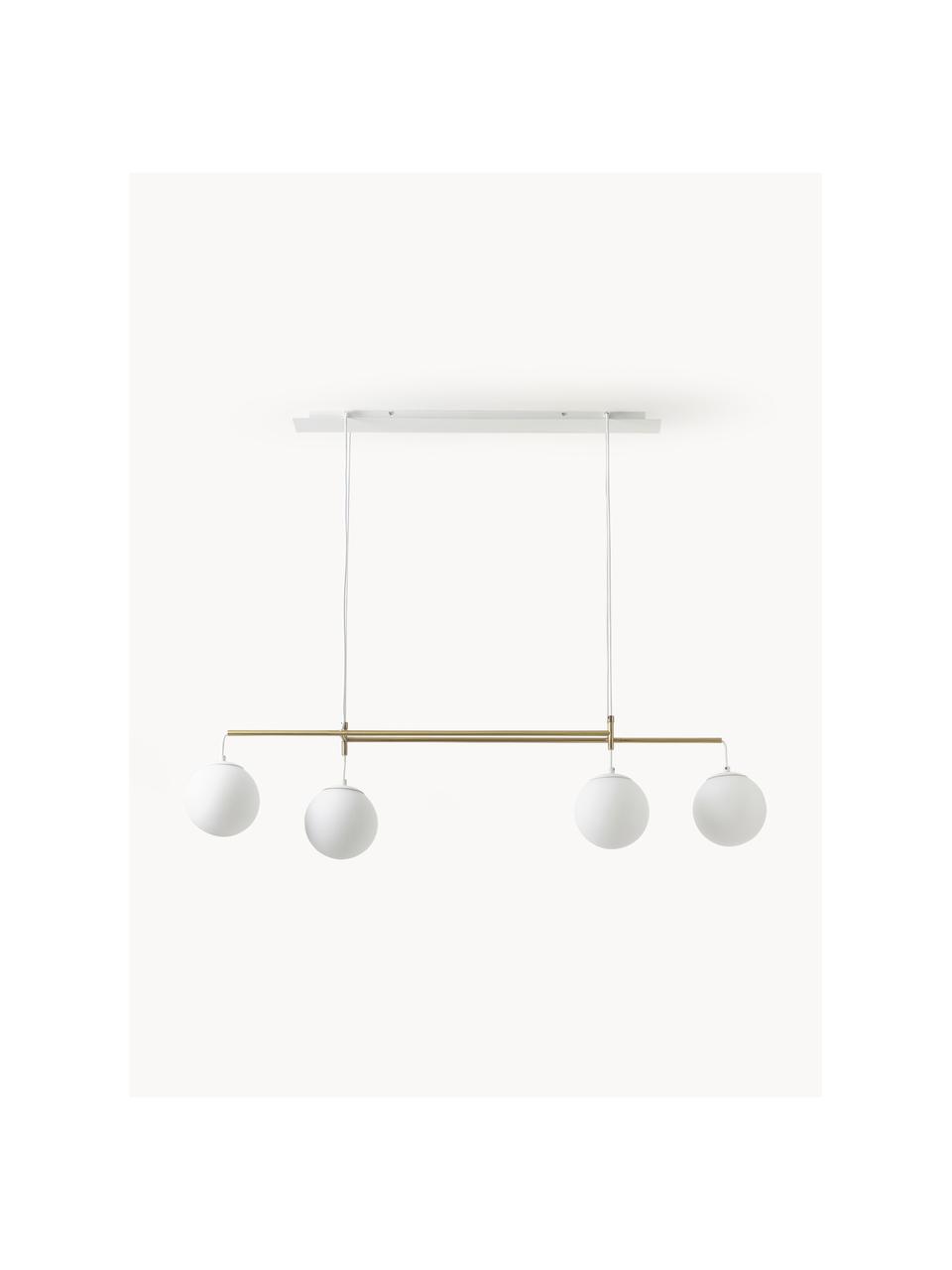 Grote hanglamp Flux, Lampenkap: opaalglas, Wit, goudkleurig, B 127 x H 150 cm