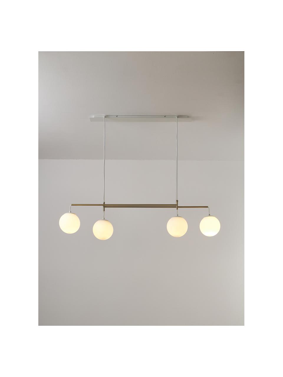 Grote hanglamp Flux, Lampenkap: opaalglas, Wit, goudkleurig, B 127 x H 150 cm
