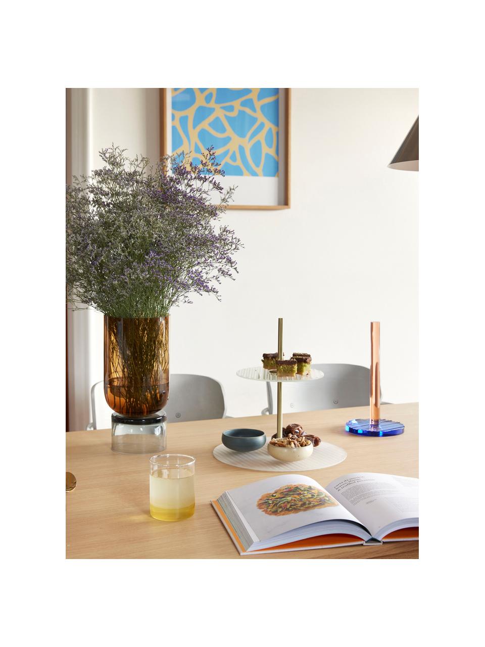Küchenrollenhalter Kiosk, Kristallglas, Apricot, Dunkelblau, Ø 15 x H 28 cm