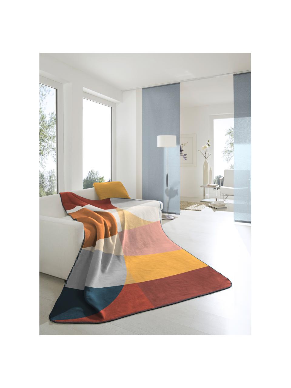 Plaid Pano met  geometrisch patroon, 50% katoen, 43% polyacryl, 7% polyester, Multicolour, 150 x 200 cm