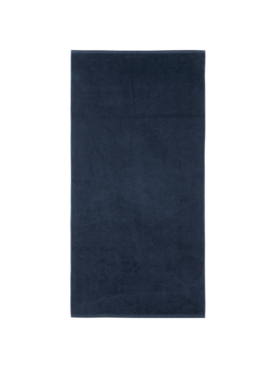 Lot de serviettes de bain unicolore Comfort, 3 élém., Bleu foncé, Lot de différentes tailles