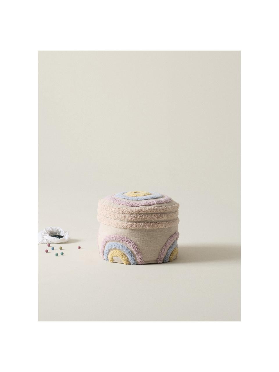 Kinder-Pouf Sunita aus Baumwolle, Bezug: 100 % Baumwolle, Webstoff Hellbeige, Bunt, Ø 40 x H 28 cm