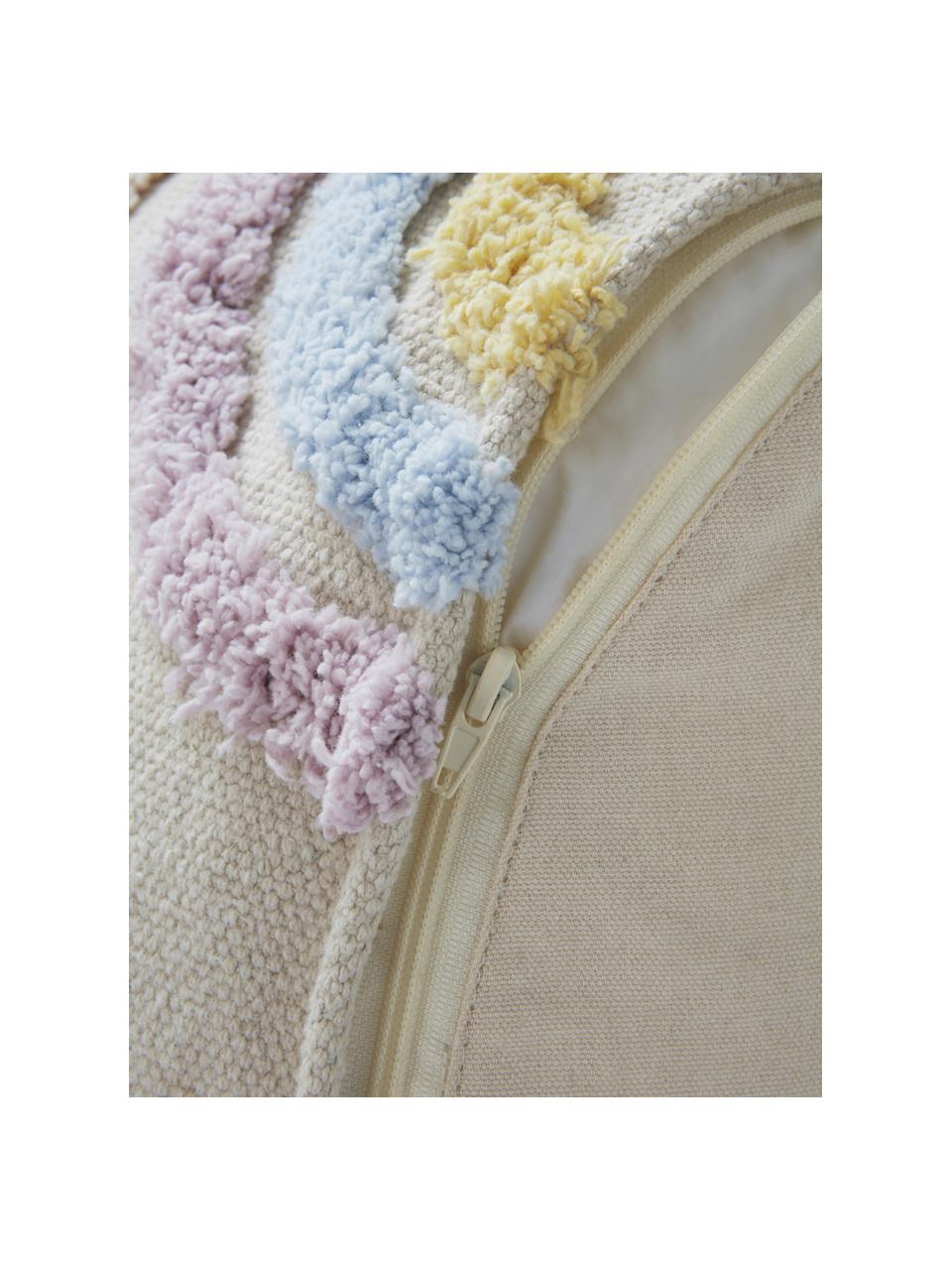 Pouf per bambini in cotone Sunita, Rivestimento: 100% cotone, Tessuto beige chiaro, multicolore, Ø 40 x Alt. 28 cm