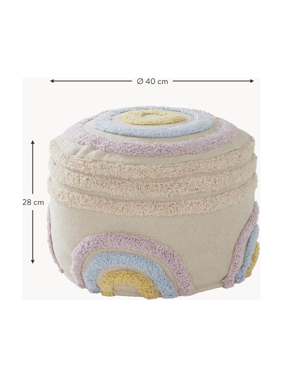 Pouf pour enfant en coton Sunita, Tissu beige clair, multicolore, Ø 40 x haut. 28 cm