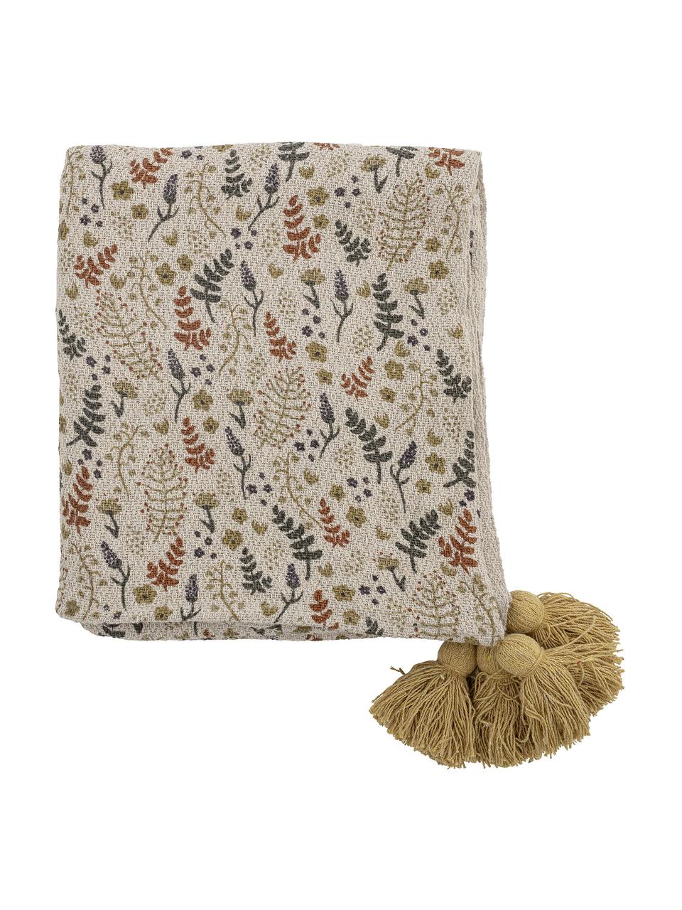 Pléd se střapci Filipa, 52 % recyklovaná bavlna, 32 % polyester, 10 % akryl, 6 % viskóza, Béžová, se vzorem, Š 130 cm, D 160 cm