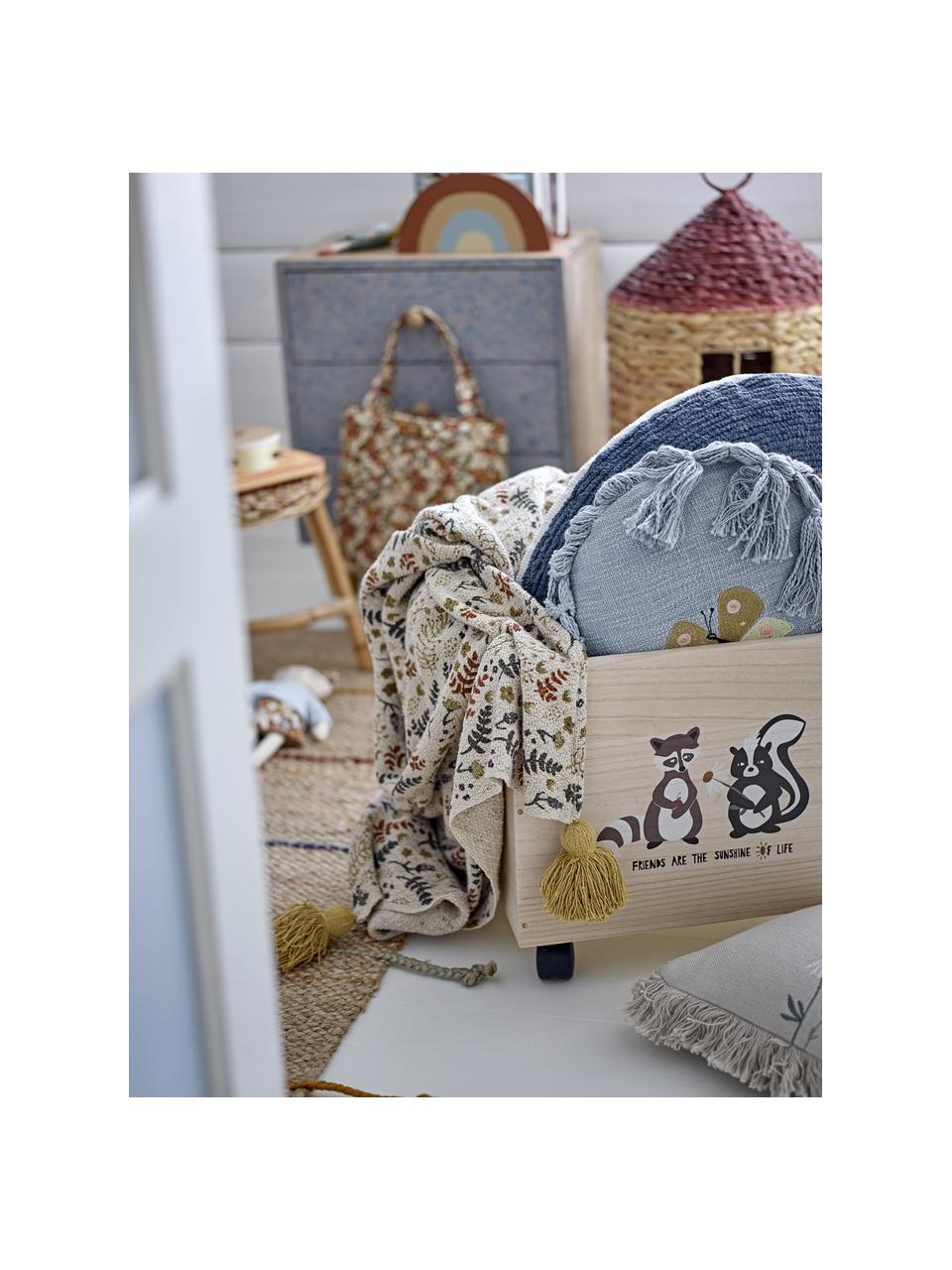 Pled z chwostami Filipa, 52% bawełna z recyklingu, 32% poliester, 10% akryl, 6% rayon, Beżowy, we wzór, S 130 x D 160 cm
