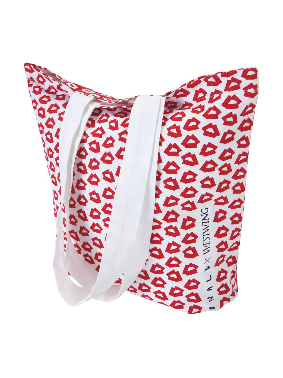 Designová taška s rozdílnou přední a zadní stranou Alexis, 100 % organická bavlna, Červená, bílá, Š 42 cm, D 44 cm