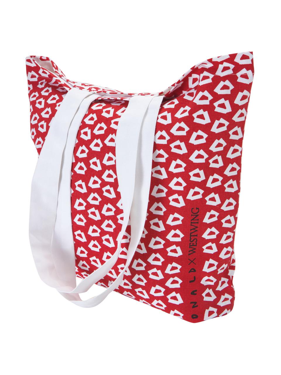 Designová taška s rozdílnou přední a zadní stranou Alexis, 100 % organická bavlna, Červená, bílá, Š 42 cm, D 44 cm