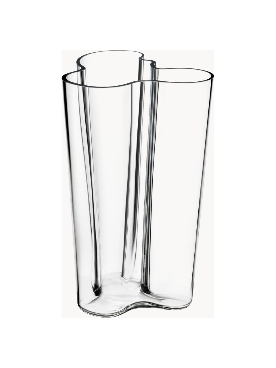 Mundgeblasene Vase Alvar Aalto, H 25 cm, Glas, mundgeblasen, Transparent, B 17 x H 25 cm