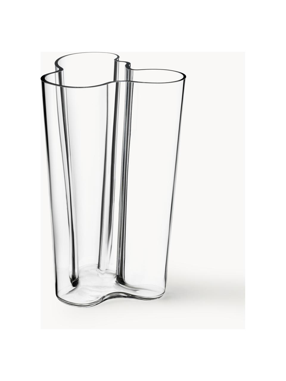 Mundgeblasene Vase Alvar Aalto, H 25 cm, Glas, mundgeblasen, Transparent, B 17 x H 25 cm