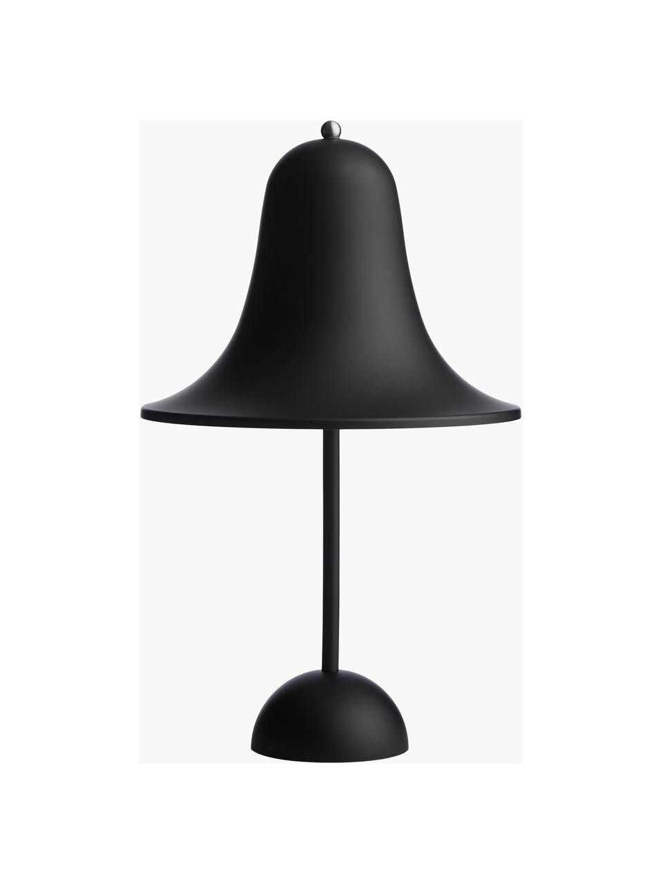 Malá přenosná stolní LED lampa Pantop, design Verner Panton, Umělá hmota, Matná černá, Ø 18 cm, V 30 cm