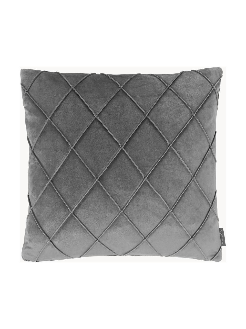 Housse de coussin 50x50 en velours à relief Nobless, 100 % velours de polyester, Gris foncé, larg. 40 x long. 40 cm