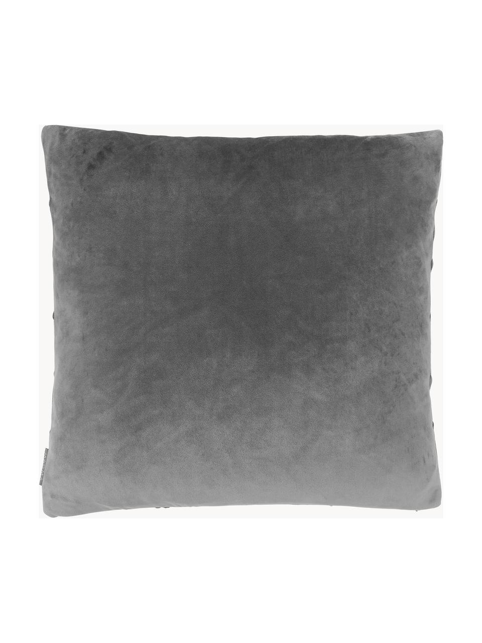 Sametový povlak na polštář s vyvýšeným vzorem Nobless, 100 % polyesterový samet, Tmavě šedá, Š 40 cm, D 40 cm