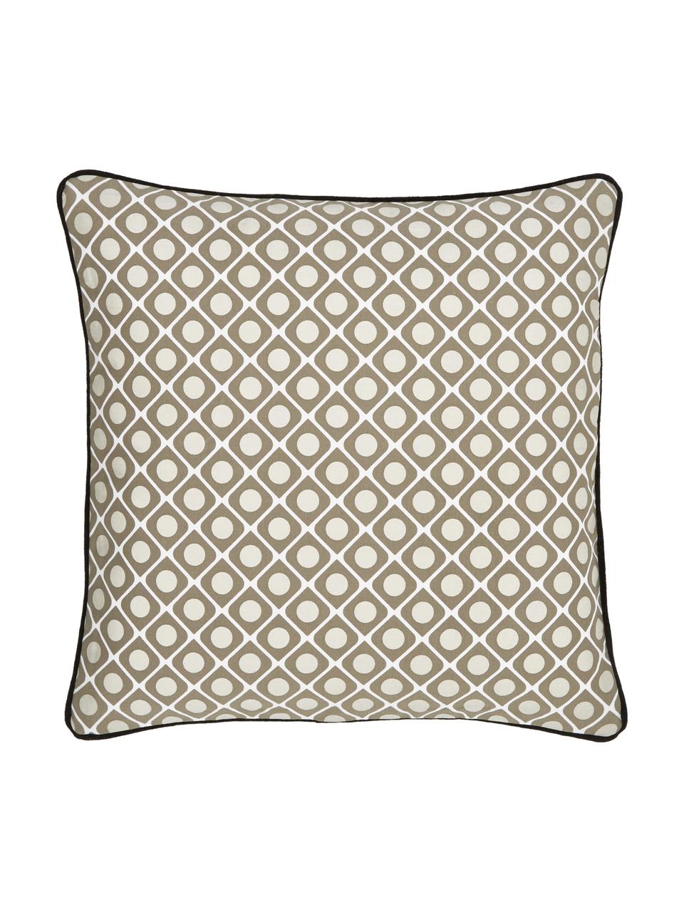 Poszewka na poduszkę z lamówką Rivets, 100% bawełna, Kremowy, taupe, S 45 x D 45 cm