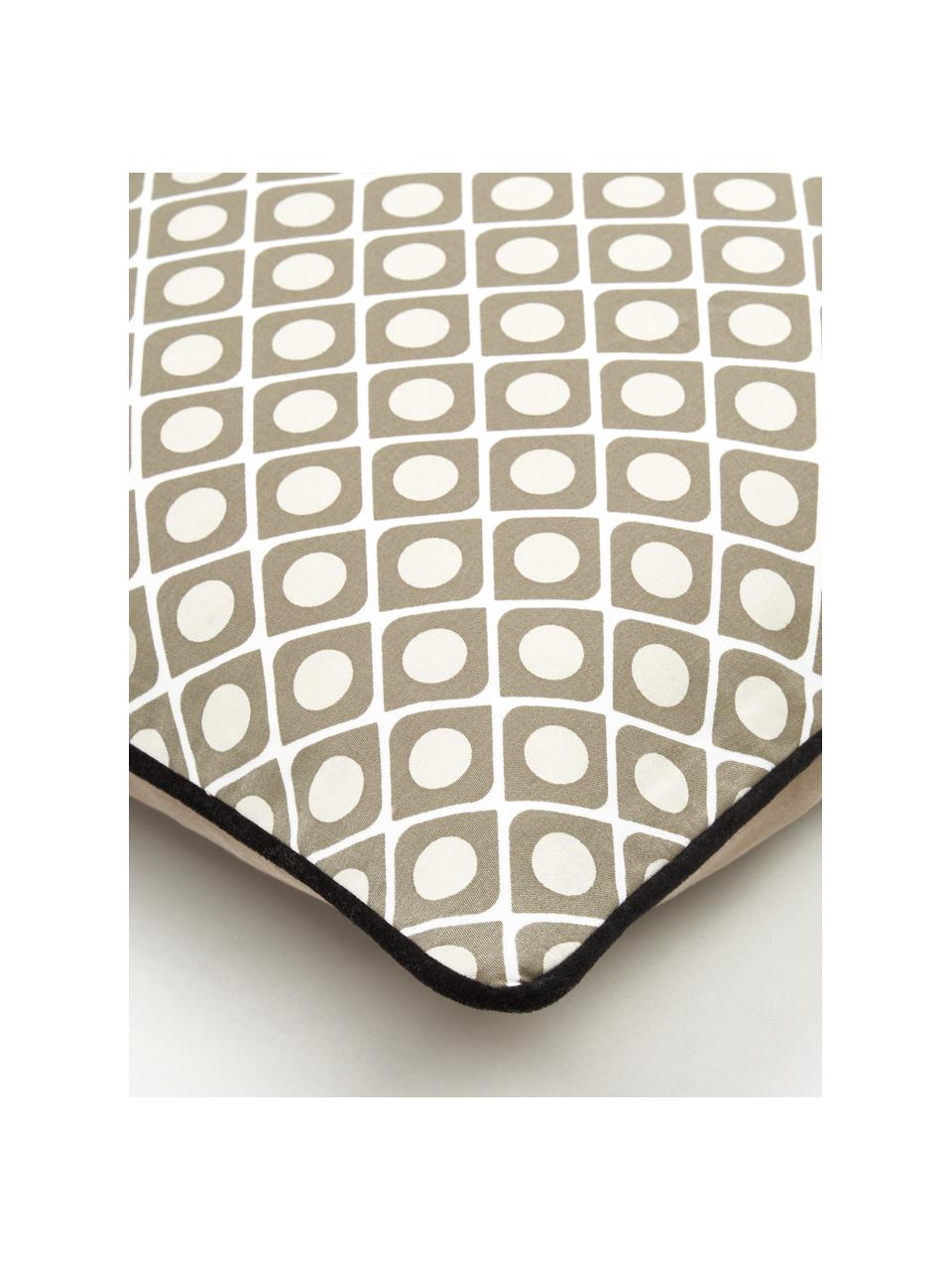 Funda de cojín estampada Rivets, 100% algodón, Blanco crema, gris pardo, An 45 x L 45 cm