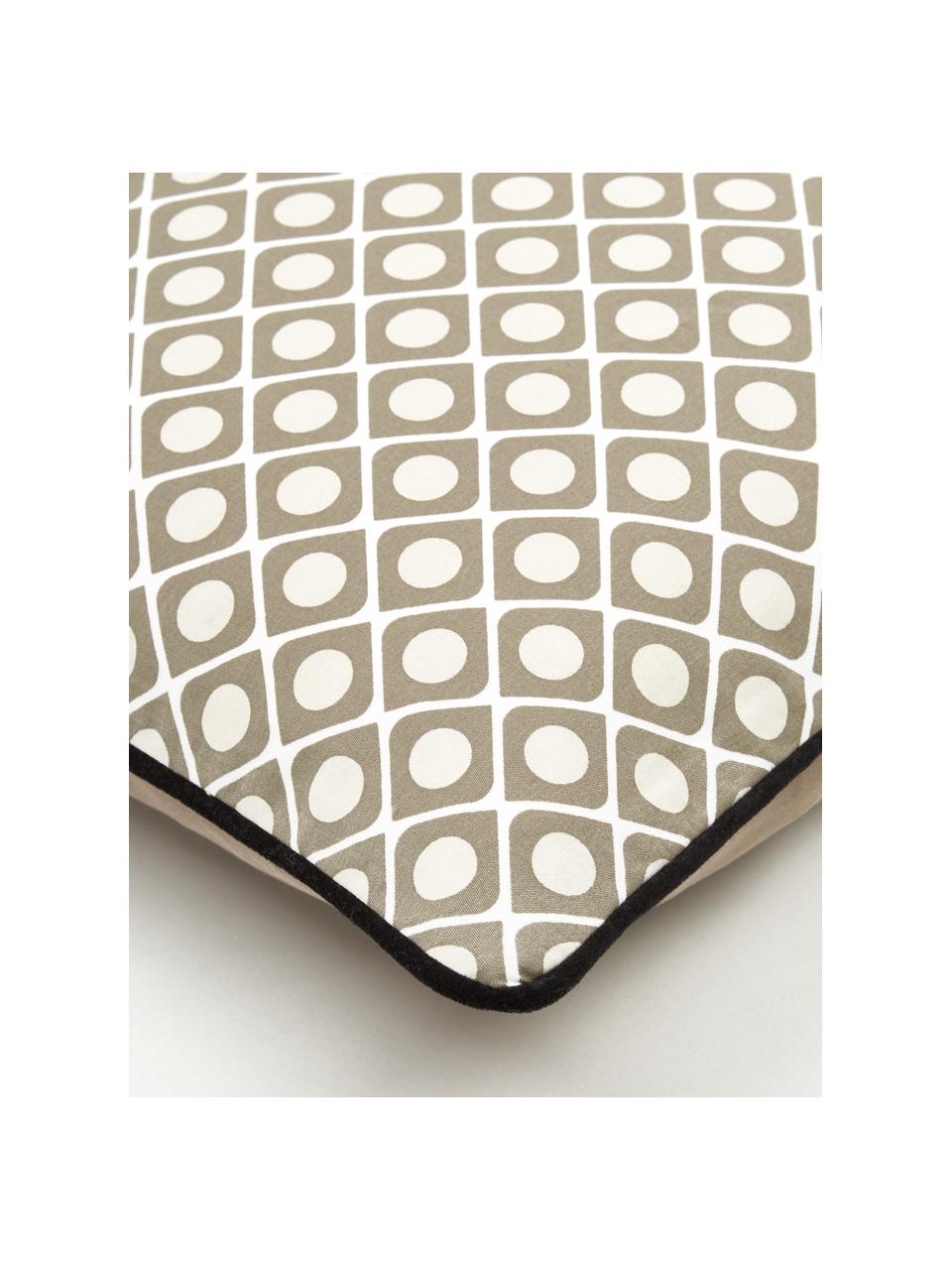 Vzorovaný povlak na polštář s černým lemováním Rivets, 100 % bavlna, Krémově bílá, šedobéžová, Š 45 cm, D 45 cm