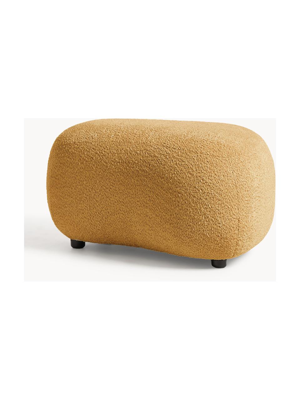 Hocker Alba aus Teddy-Bouclé, Bezug: 100 % Polyester (Teddy-Bo, Füße: Kunststoff Dieses Produkt, Teddy-Bouclé Ocker, B 70 x H 42 cm, gebogen links