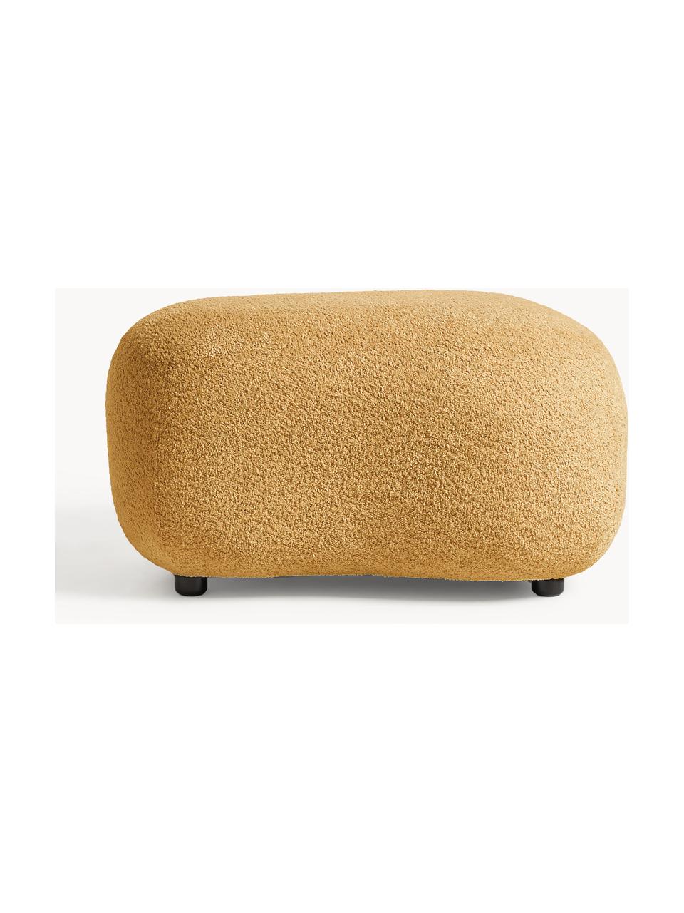 Hocker Alba aus Teddy-Bouclé, Bezug: 100 % Polyester (Teddy-Bo, Füße: Kunststoff Dieses Produkt, Teddy-Bouclé Ocker, B 70 x H 42 cm, gebogen links