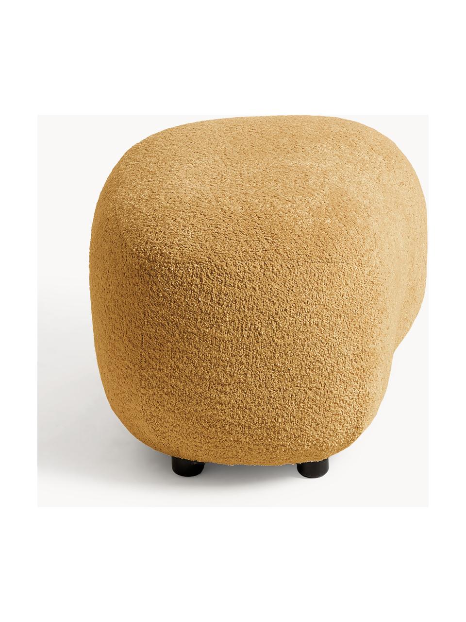 Hocker Alba aus Teddy-Bouclé, Bezug: 100 % Polyester (Teddy-Bo, Füße: Kunststoff Dieses Produkt, Teddy-Bouclé Ocker, B 70 x H 42 cm, gebogen links