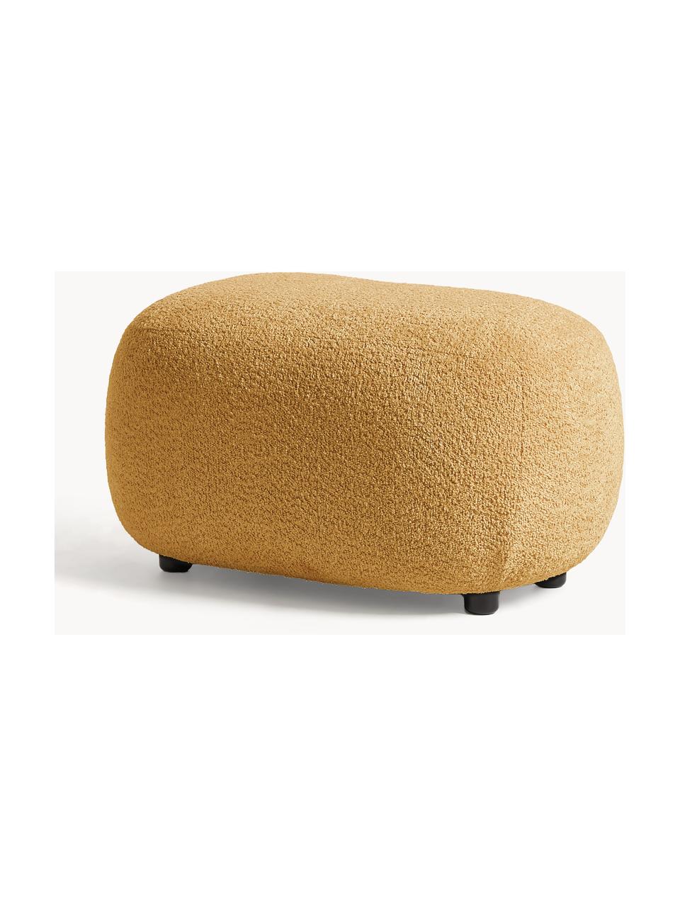 Hocker Alba aus Teddy-Bouclé, Bezug: 100 % Polyester (Teddy-Bo, Füße: Kunststoff Dieses Produkt, Teddy-Bouclé Ocker, B 70 x H 42 cm, gebogen links