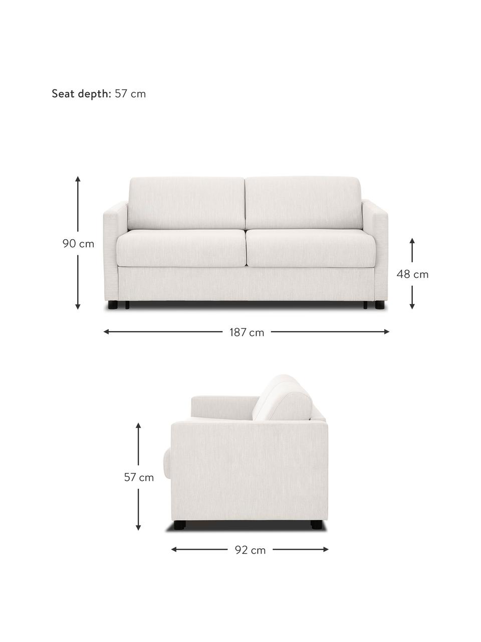 Schlafsofa Morgan (2-Sitzer) mit Matratze, Bezug: 100% Polyester Der hochwe, Füße: Massives Kiefernholz, FSC, Webstoff Off White, B 187 x T 92 cm