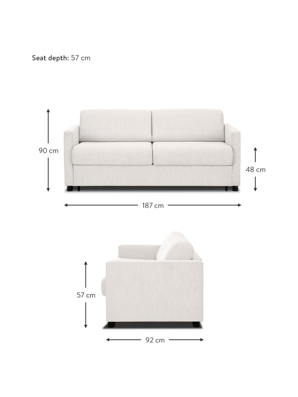 Slaapbank Morgan (2-zits) met matras, Bekleding: 100% polyester Met 35.000, Poten: massief grenenhout, FSC-g, Geweven stof gebroken wit, B 187 x D 92 cm