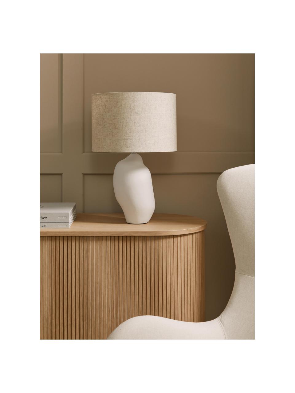 Lampa stołowa z ceramiki Colett, Beżowy, złamana biel, Ø 35 x W 53 cm