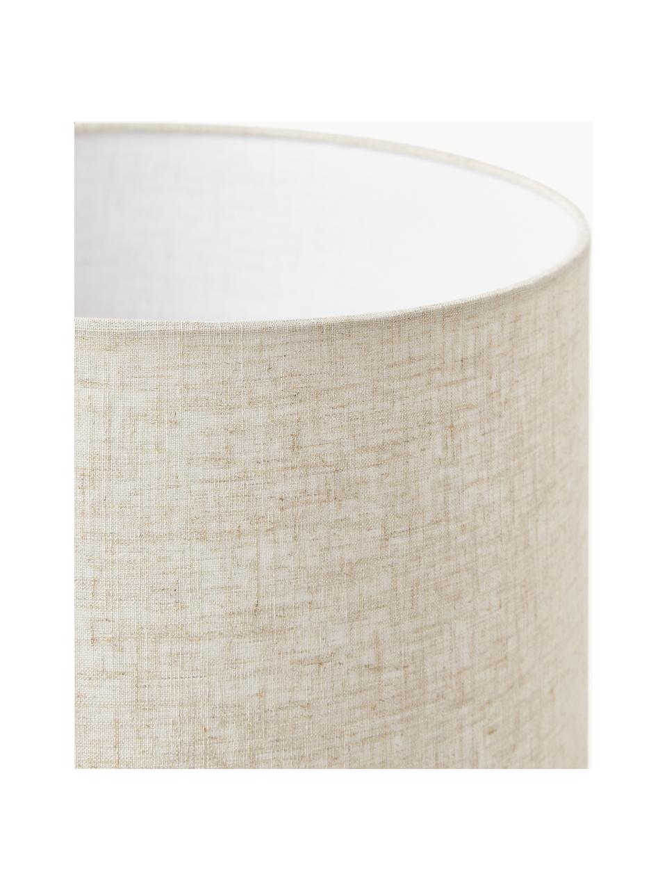 Grosse Keramik-Tischlampe Colett in organischer Form, Lampenschirm: Leinengemisch, Beige, Off White, Ø 35 x H 53 cm