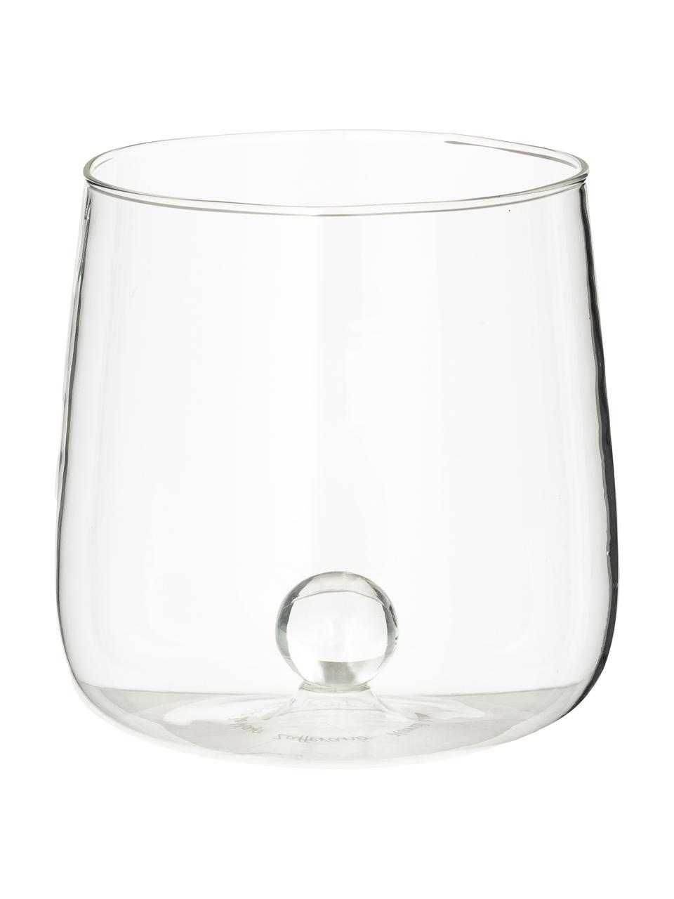 Vasos de vidrio soplado artesanalmente de diseño Bilia, 6 uds., Vidrio de borosilicato, Transparente, Ø 9 x Al 9 cm