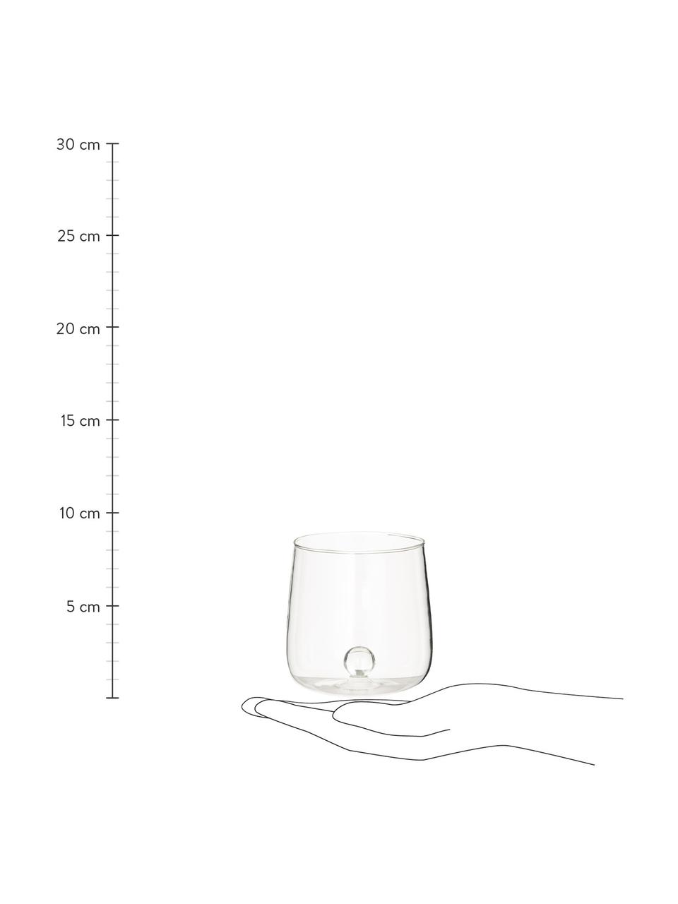 Vasos de vidrio soplado artesanalmente de diseño Bilia, 6 uds., Vidrio de borosilicato, Transparente, Ø 9 x Al 9 cm