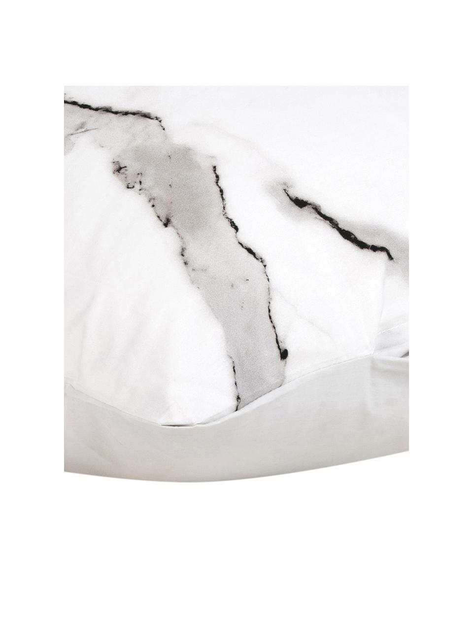 Taies d'oreiller en percale Malin, 2 pièces, Gris clair & noir avec imprimé marbré, 50 x 70 cm