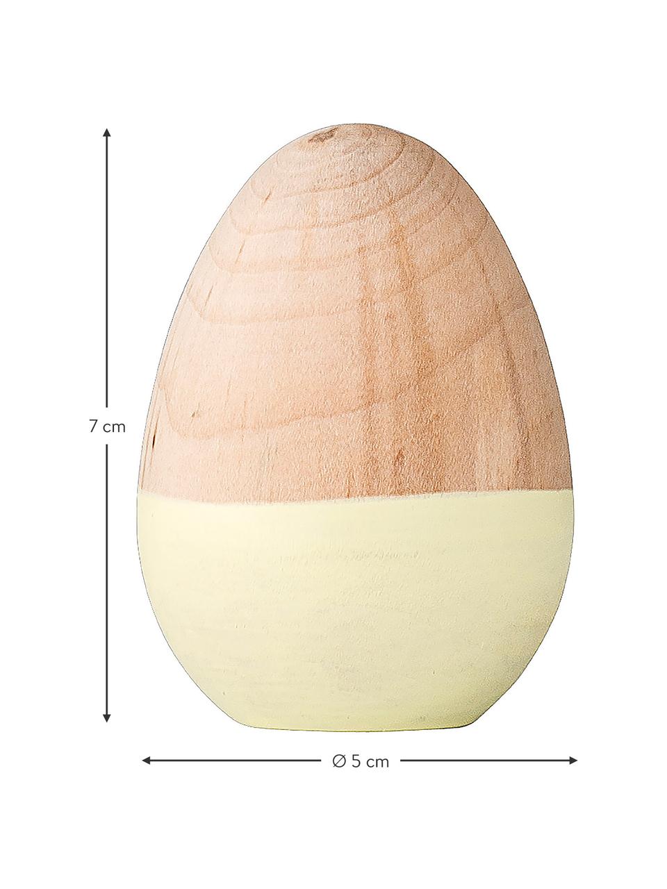 Decoratief object Egg, Gecoat hout, Geel, hout, Ø 5 x H 7 cm