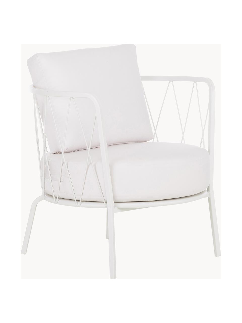 Chaise longue de jardin avec coussin d'assise Sunderland, Blanc, larg. 74 x prof. 61 cm