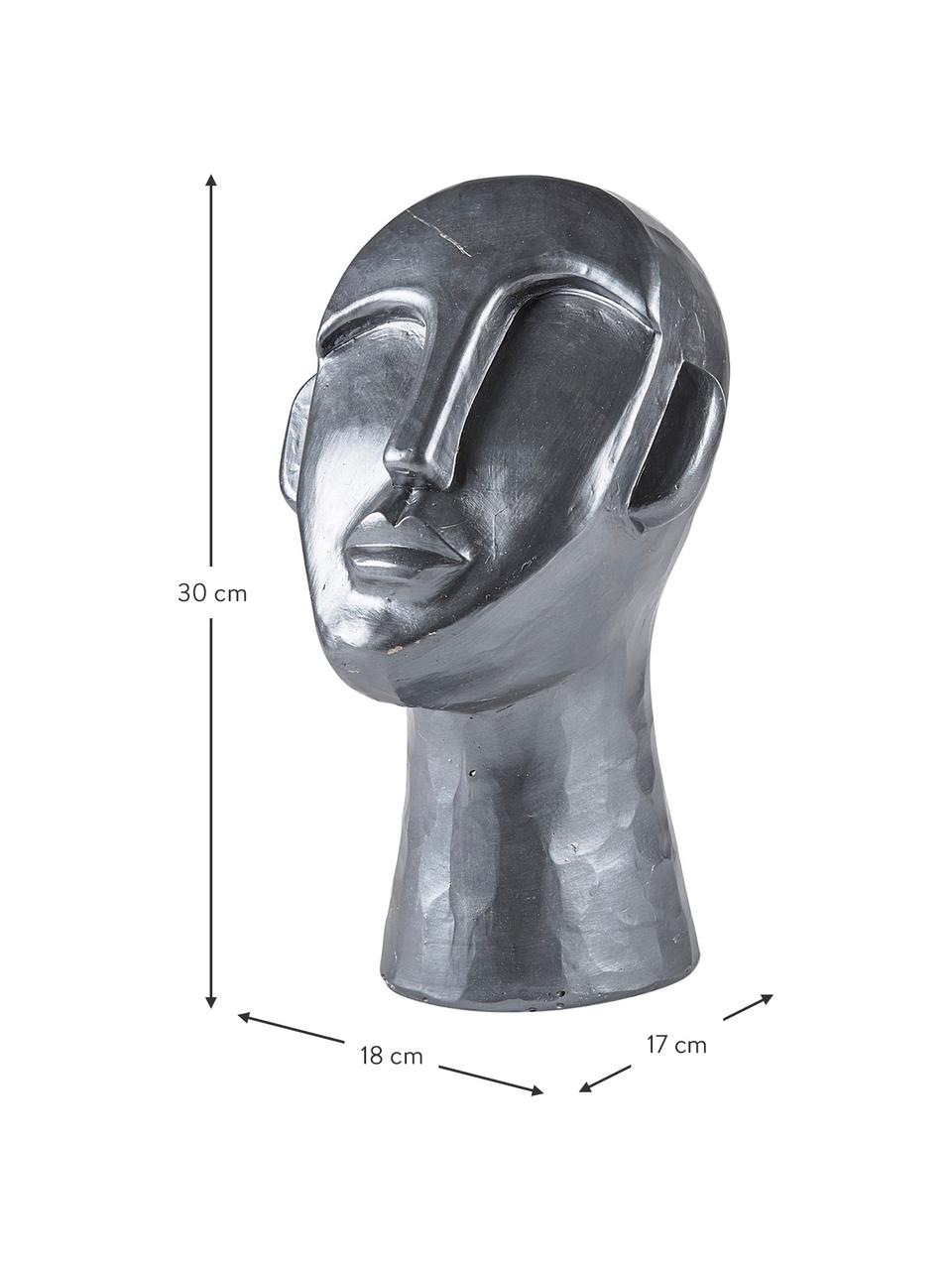 Decoratief object Head, Beton, Zilverkleurig, B 18 x D 17 cm