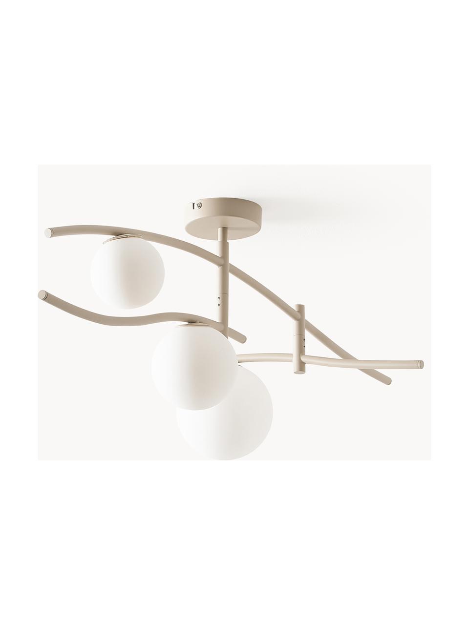 Lampada da soffitto grande Nebo, Paralume: vetro, Struttura: metallo, Beige chiaro, Larg. 80 x Alt. 29 cm