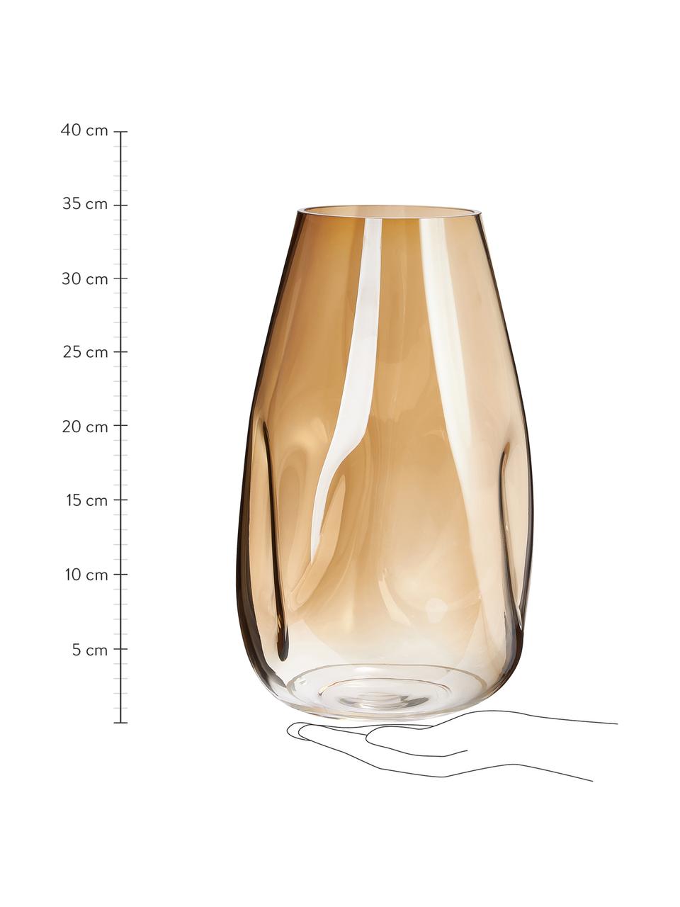 Wazon ze szkła dmuchanego Luster, Szkło dmuchane, Odcienie szampańskiego, Ø 20 x W 35 cm