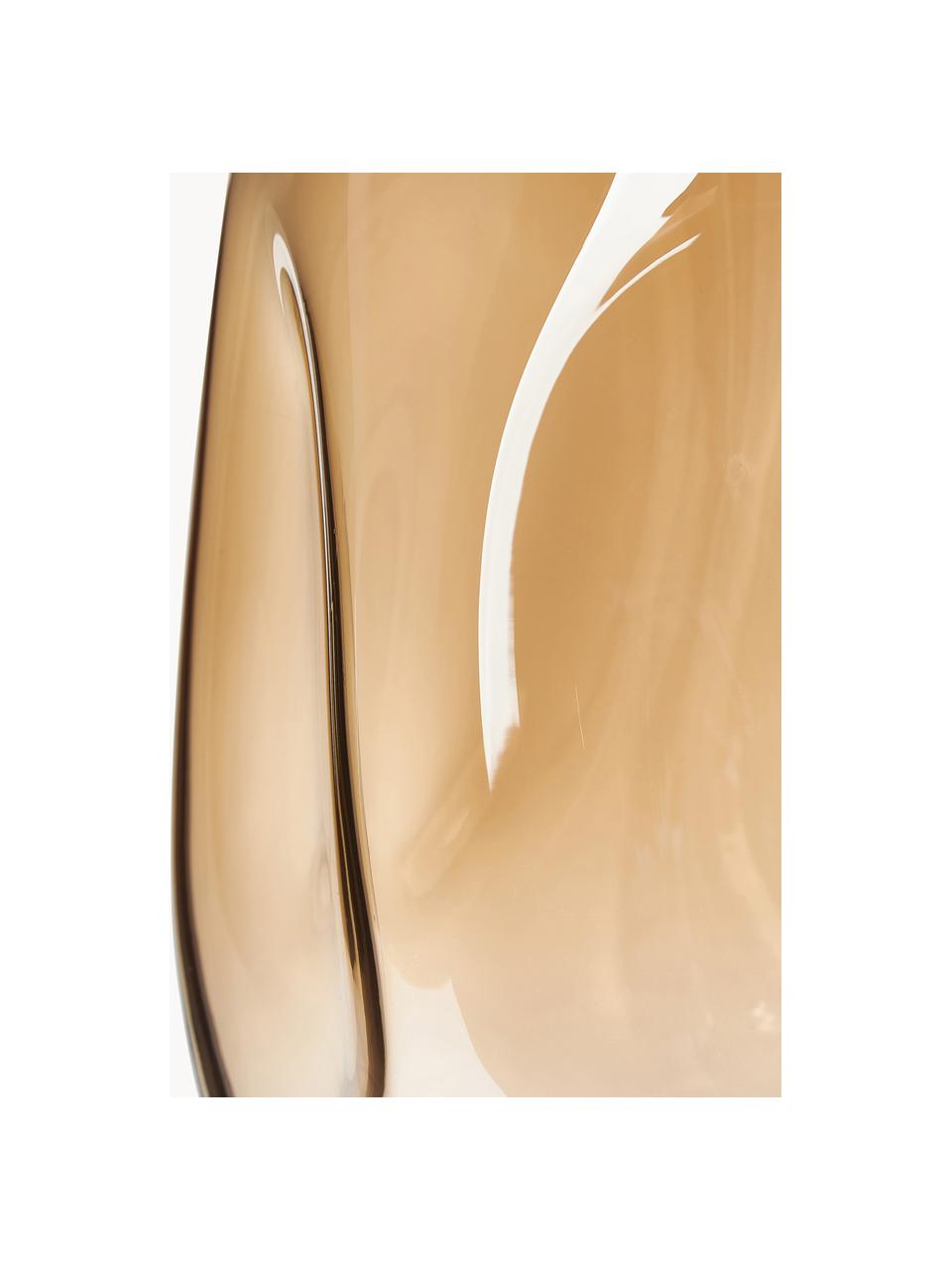 Velká ručně foukaná skleněná váza Luster, Foukané sklo, Okrová, Ø 20 cm, V 35 cm