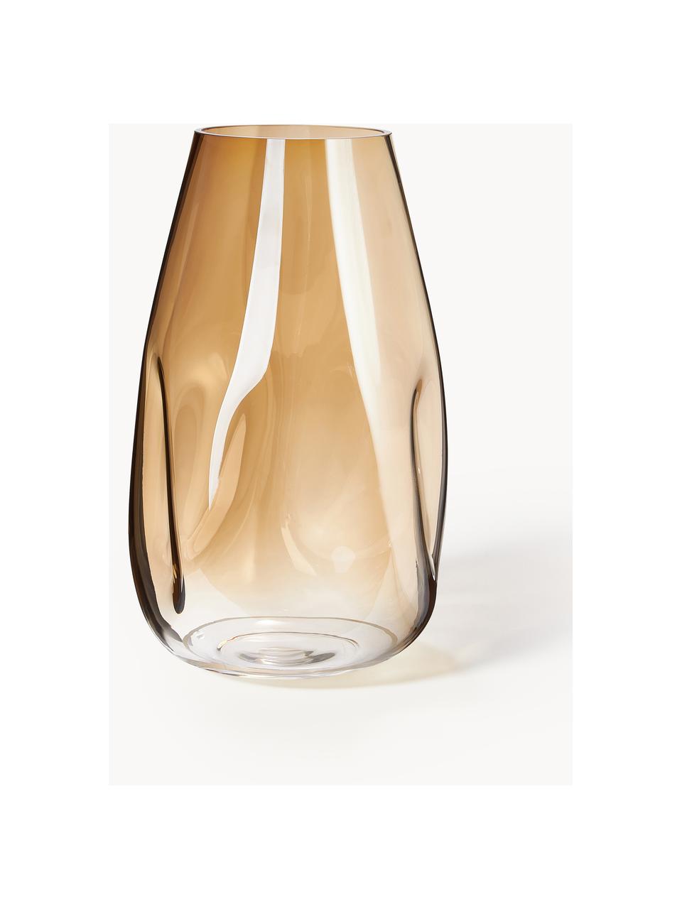 Große mundgeblasene Glas-Vase Luster, H 35 cm, Glas, mundgeblasen, Ocker, Ø 20 x H 35 cm