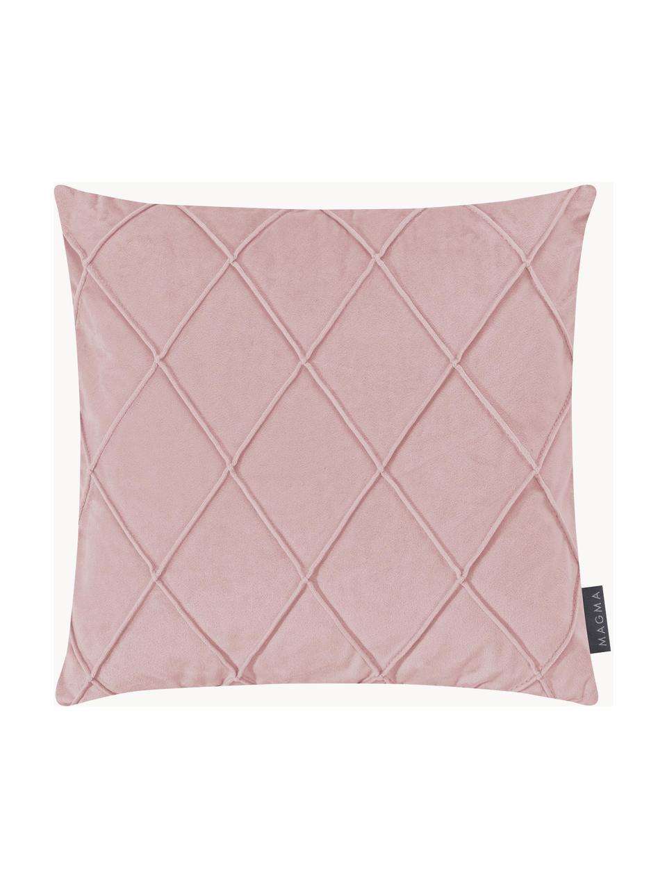 Housse de coussin 50x50 en velours à relief Nobless, 100 % velours de polyester, Rose pâle, larg. 40 x long. 40 cm