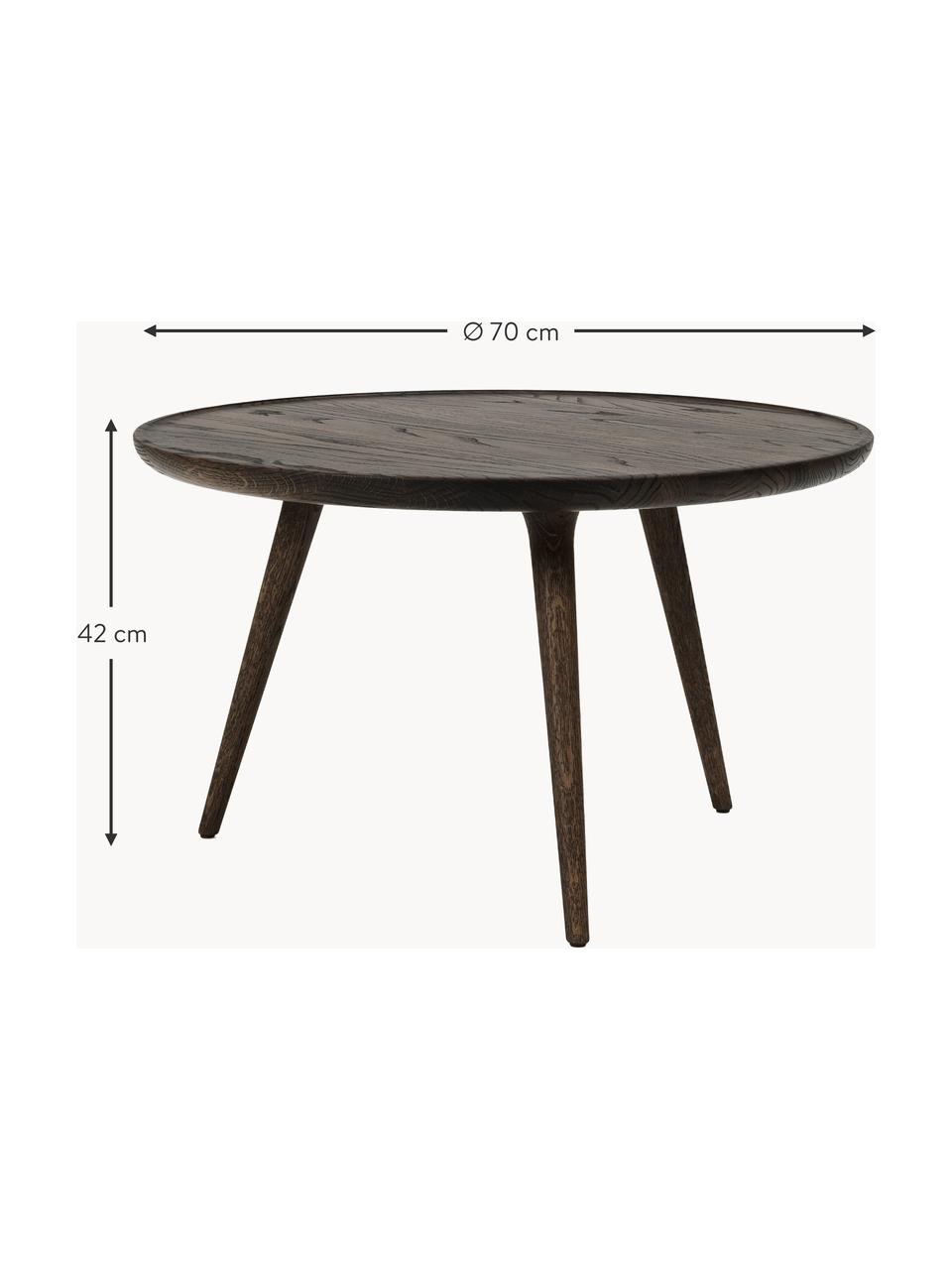 Ronde salontafel Accent van eikenhout, handgemaakt, Eikenhout 

Dit product is gemaakt van duurzaam geproduceerd, FSC®-gecertificeerd hout., Eikenhout, donkerbruin gelakt, Ø 70 x H 42 cm