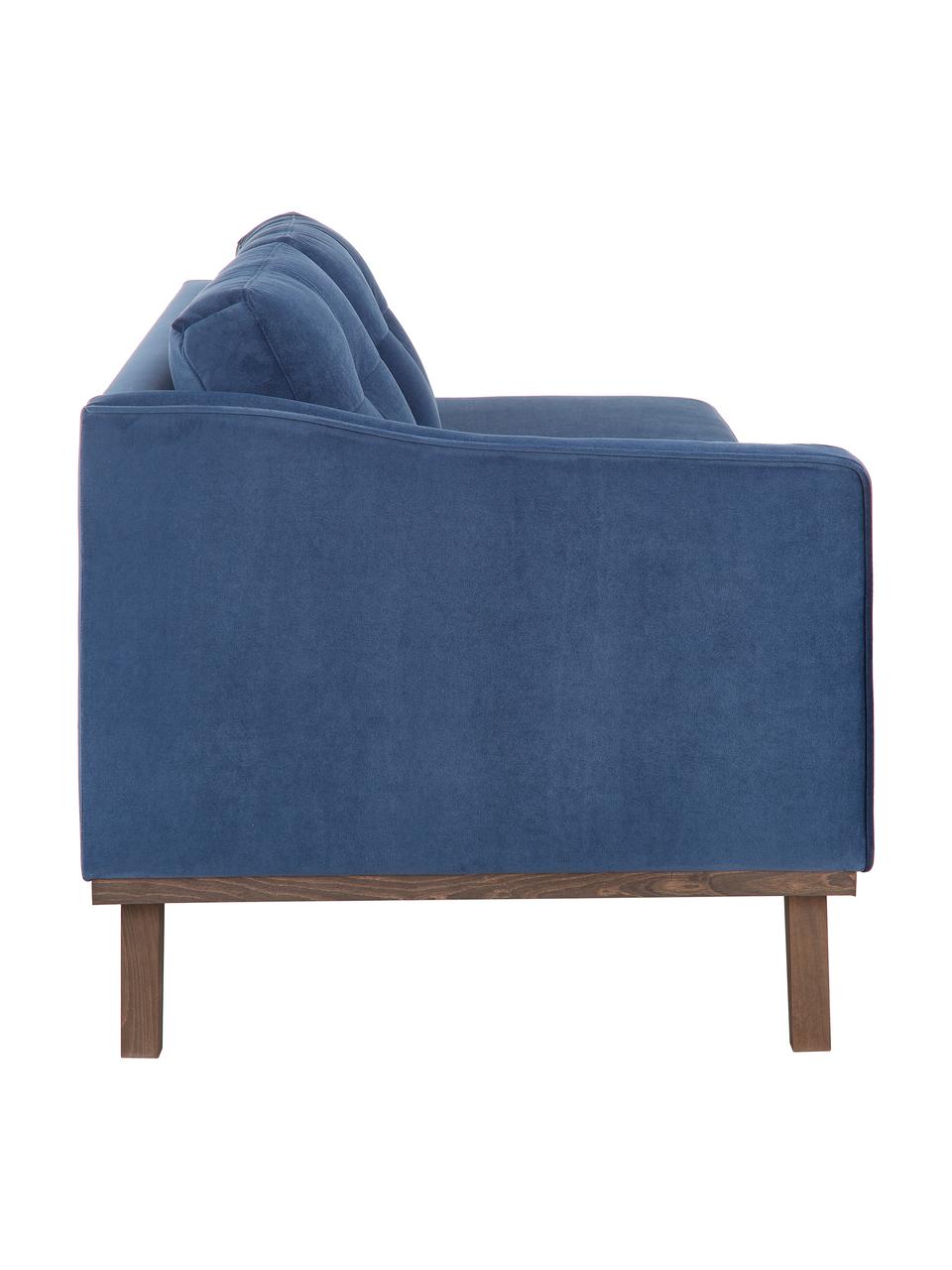 Fluwelen chaise longue Alva in grijs met beukenhout-poten, Bekleding: fluweel (hoogwaardig poly, Frame: massief grenenhout, Poten: massief gebeitst beukenho, Fluweel donkerblauw, B 193 x D 94 cm