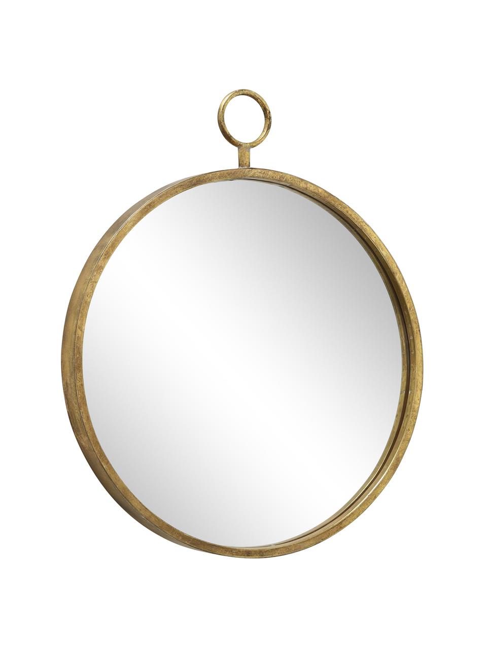 Specchio da parete rotondo con cornice in metallo Prado, Cornice: metallo ottonato, Superficie dello specchio: lastra di vetro, Ottonato, Larg. 55 x Alt. 66 cm