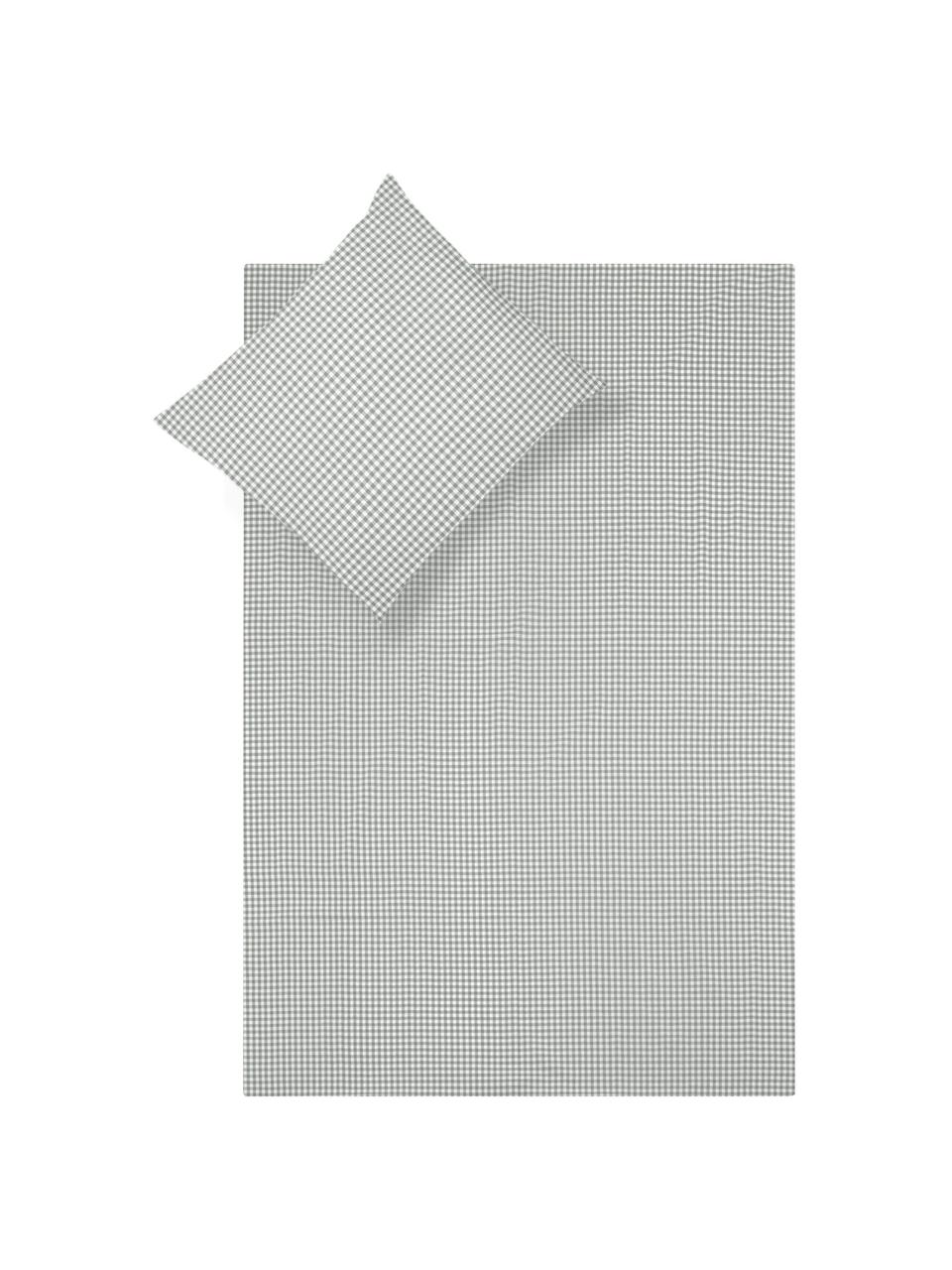 Katoenen dekbedovertrek Scotty, Katoen, Lichtgrijs/wit, 140 x 200 cm + 1 kussenhoes 60 x 70 cm