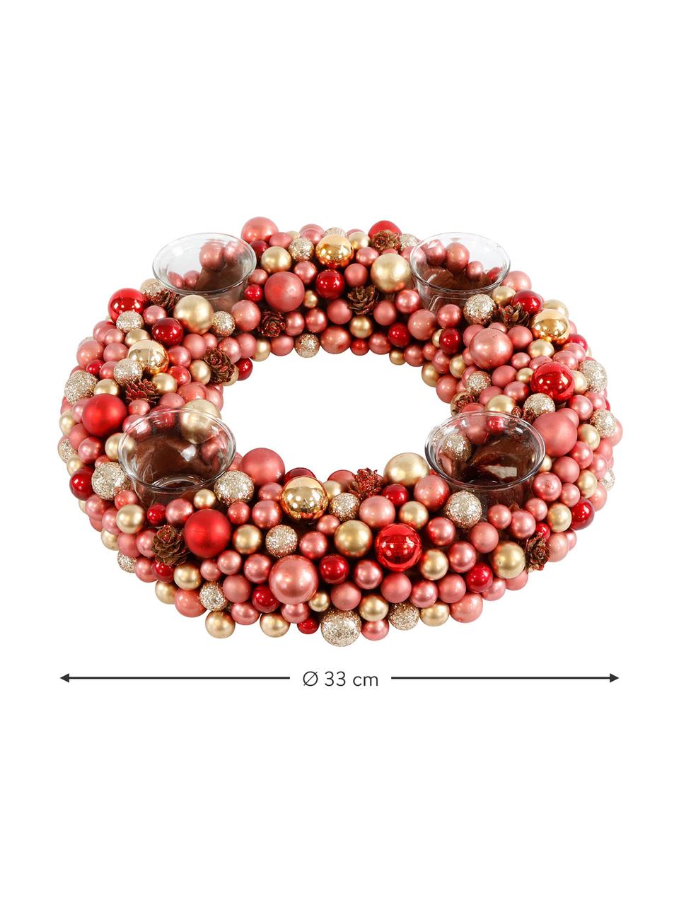 Adventskranz Festivity Ø 33 cm, Rot, Goldfarben, Ø 33 x H 8 cm