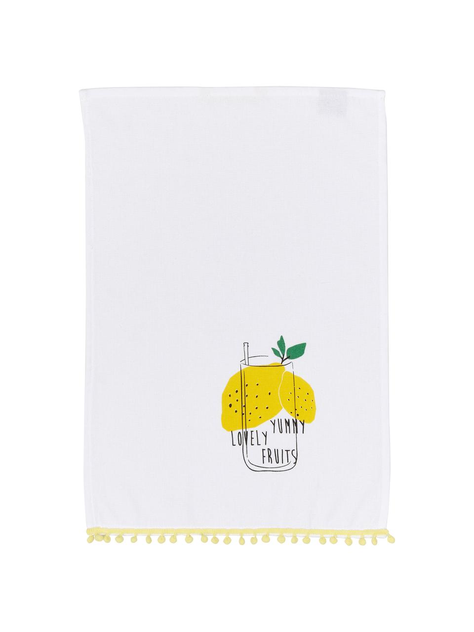 Komplet ręczników kuchennych Lemon, 2 elem., 100% bawełna, Żółty, biały, zielony, S 40 x D 60 cm