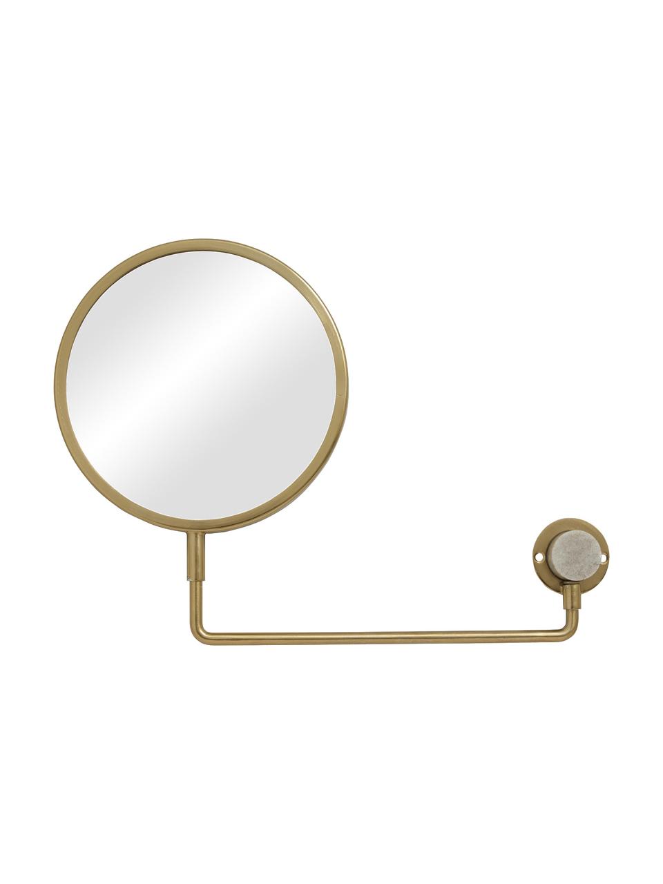 Verstellbarer Wandspiegel Tesia mit Vergrößerung, Rahmen: Metall, Spiegelfläche: Spiegelglas, Dekor: Marmor, Goldfarben, B 39 x H 27 cm